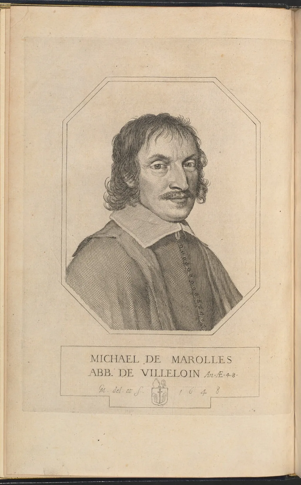 Michel de Marolles, by Claude Mellan, ink, 1648