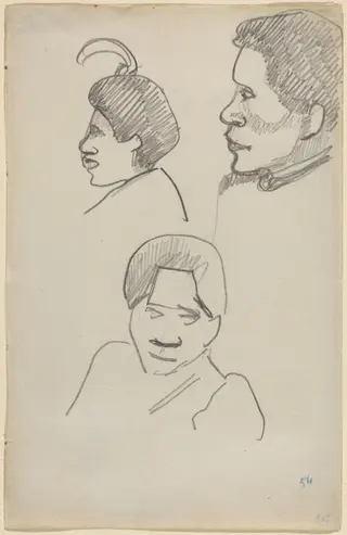 Tahitian Heads, by Paul Gauguin, graphite, 1892