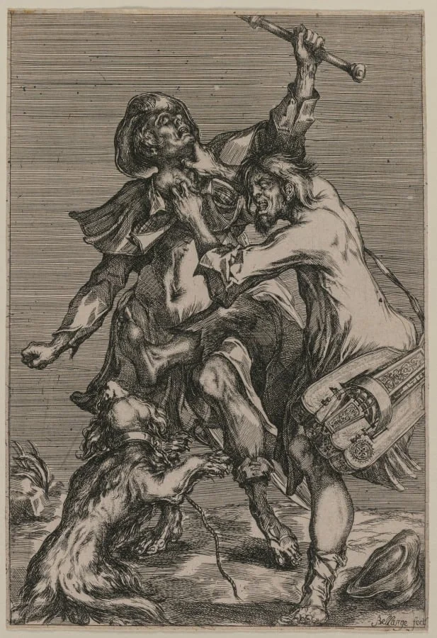Two Beggars Fighting, detail