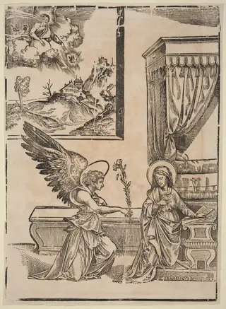 The Annunciation, by Francesco Denanto, ink, 1522
