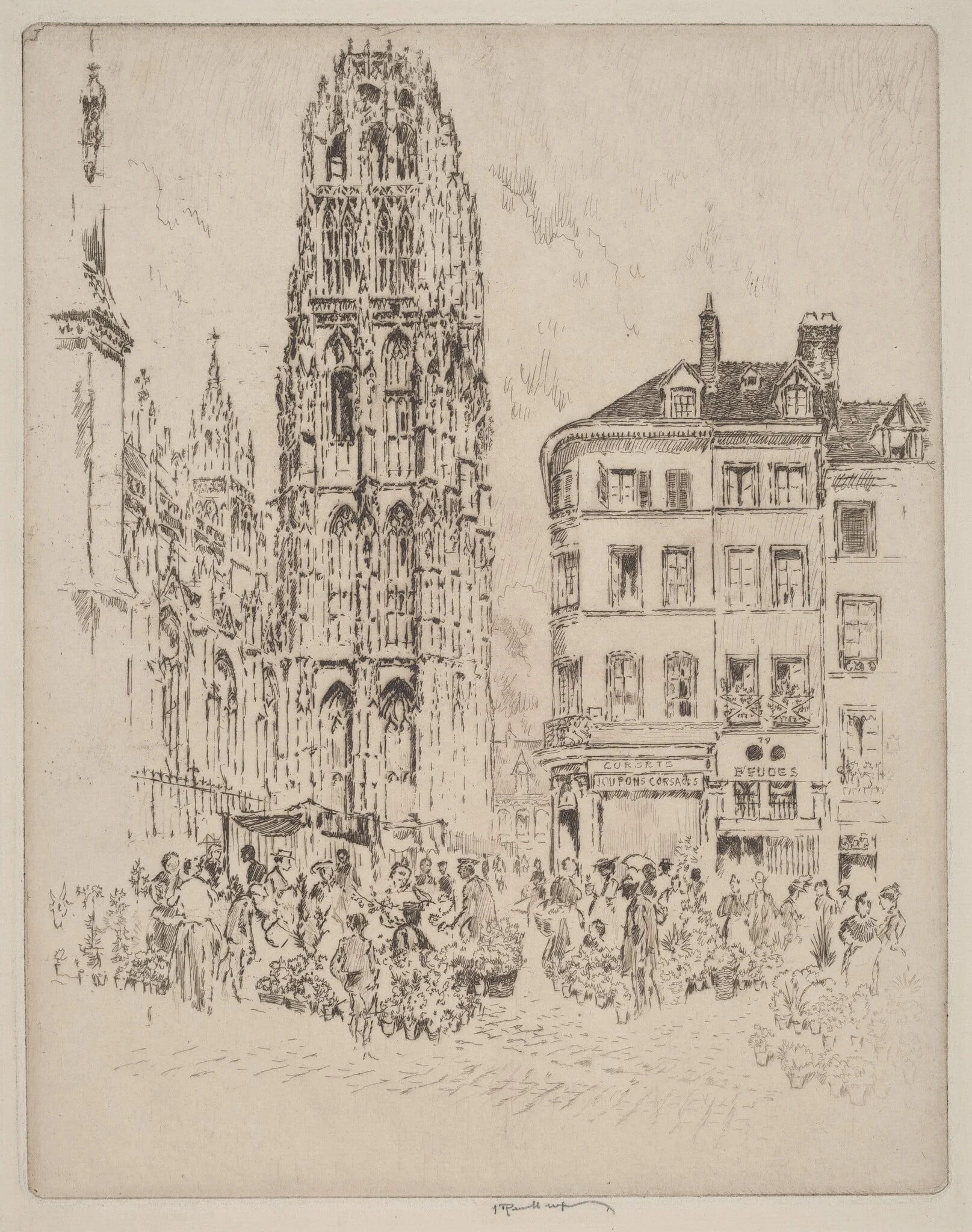 Flower Market and Butter Tower, Rouen, detail