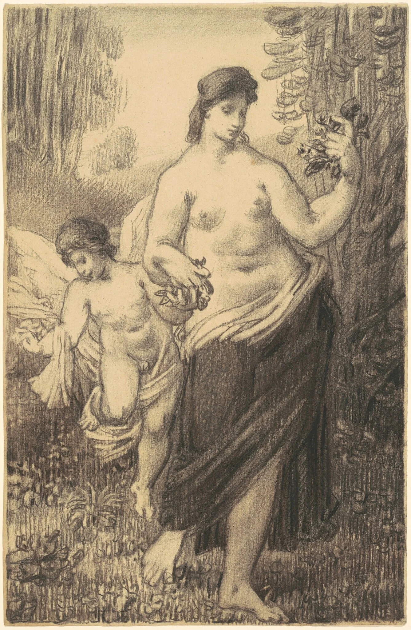 Nude Walking with Cupid, detail