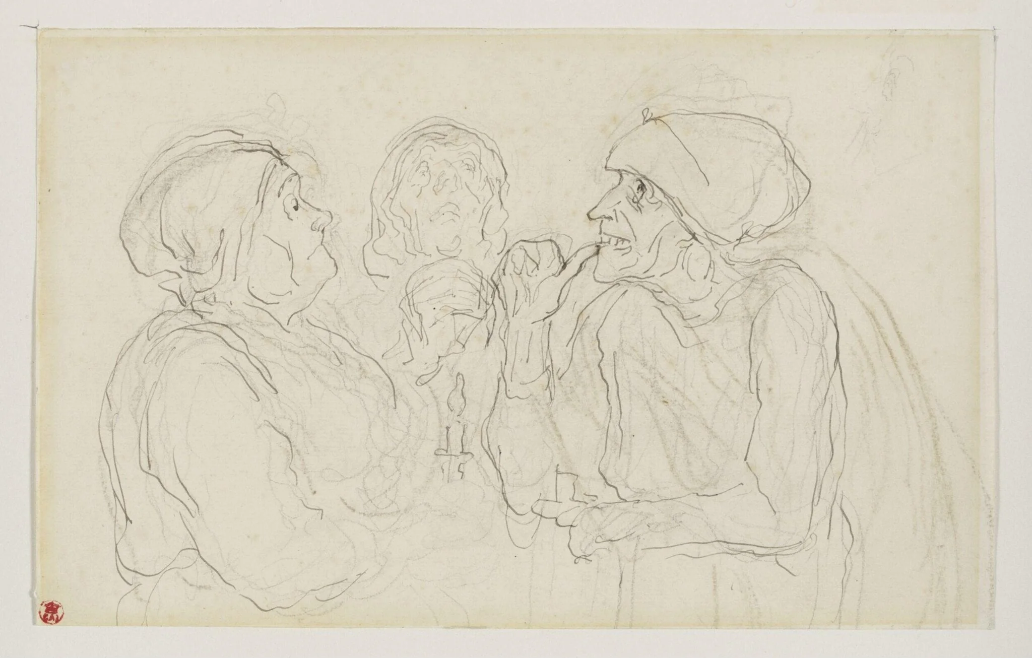 Les trois commères, detail
