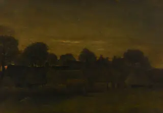 Farming Village at Twilight, by Vincent van Gogh, oil