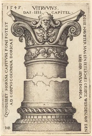 Capital and Base of a Column, by Sebald Beham, ink, 1545