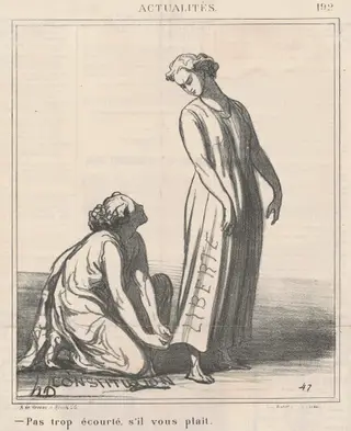 Pas trop écourté, s'il vous  plait, by Honoré Daumier, ink, 1869