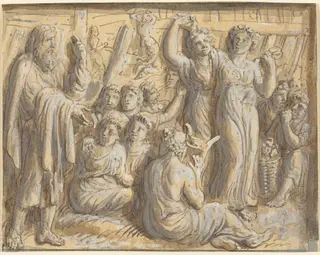 Noah's Warning about the Coming Flood Goes Unheeded, by Luigi Ademollo, ink, 1806