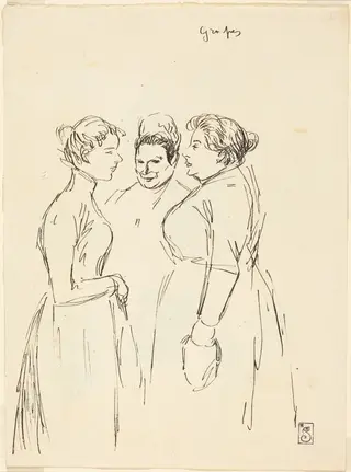 Gossiping Women, by Théophile Alexandre Steinlen, ink, 1891
