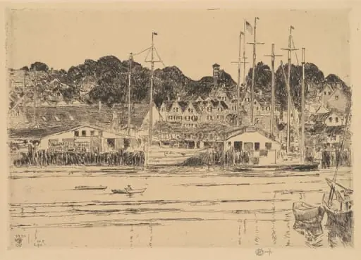 Inner Harbor, Gloucester, by Childe Hassam, ink, 1923