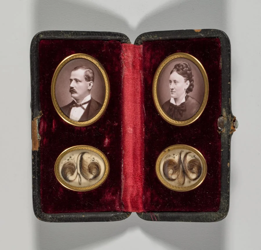 Untitled (Case with portraits of a man and woman and hair ornaments), detail
