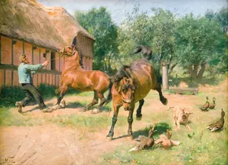 Kåde heste, by Hans Michael Therkildsen, oil, 1894
