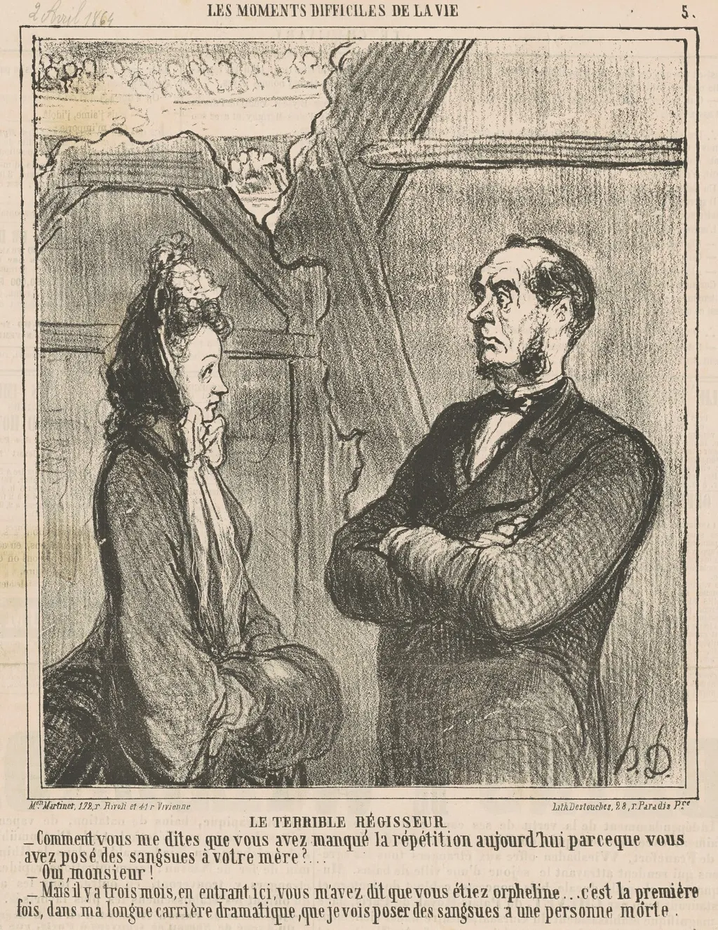 Le terrible régisseur, by Honoré Daumier, ink, 1864