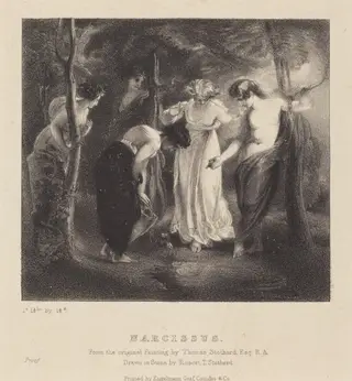 Narcissus, by Robert T. Stothard, ink, 1829