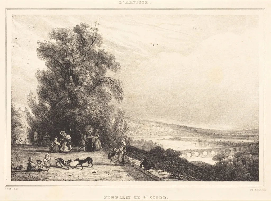 Terrace of St. Cloud (Terrasse de St. Cloud), by Paul Huet, ink, 1833