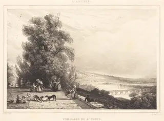 Terrace of St. Cloud (Terrasse de St. Cloud), by Paul Huet, ink, 1833