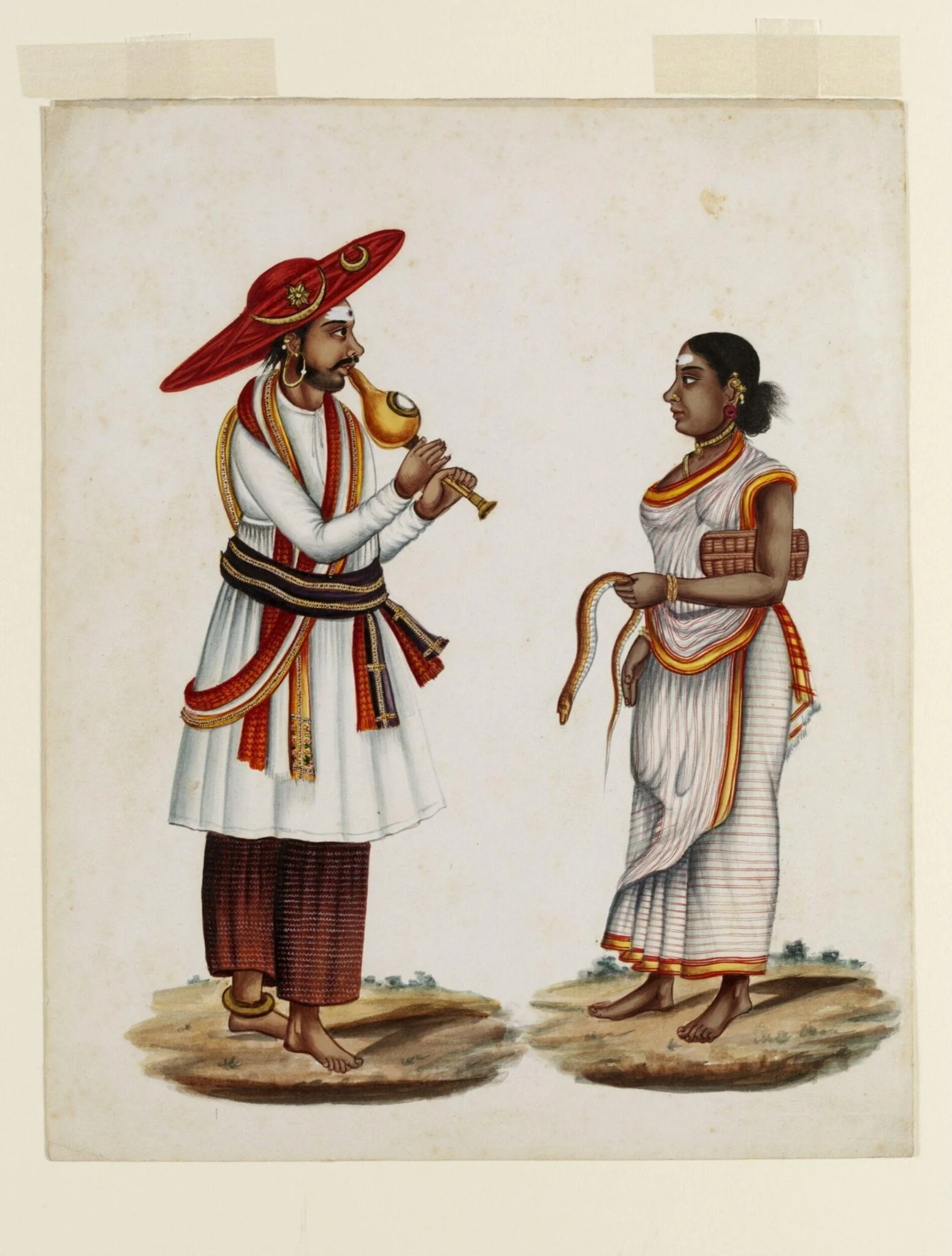A snake charmer and his wife, detail