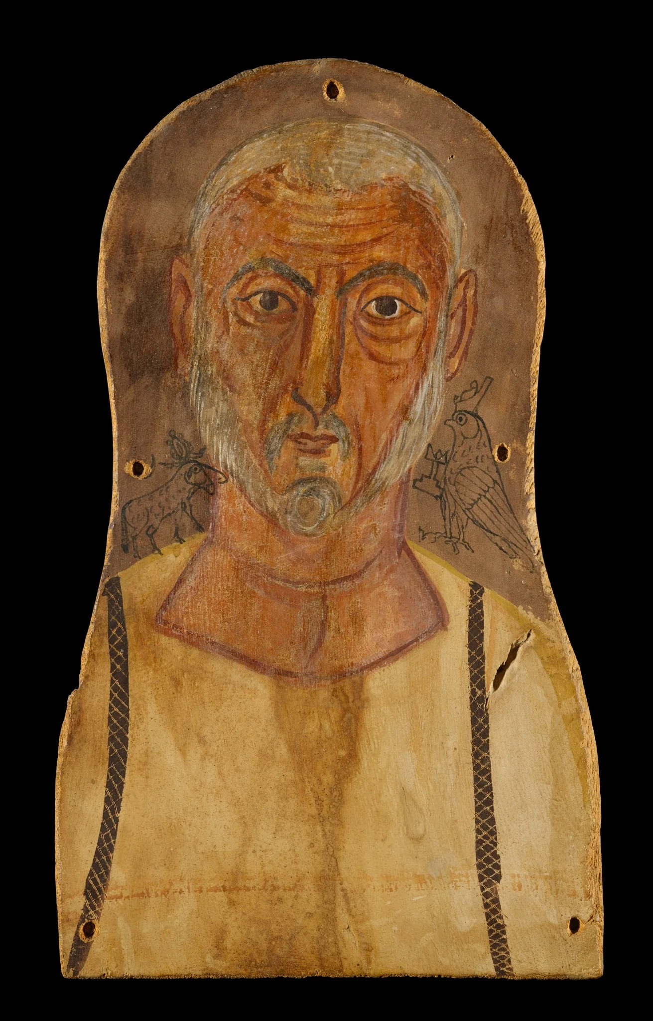 Elderly Man Flanked by Egyptian Gods, detail