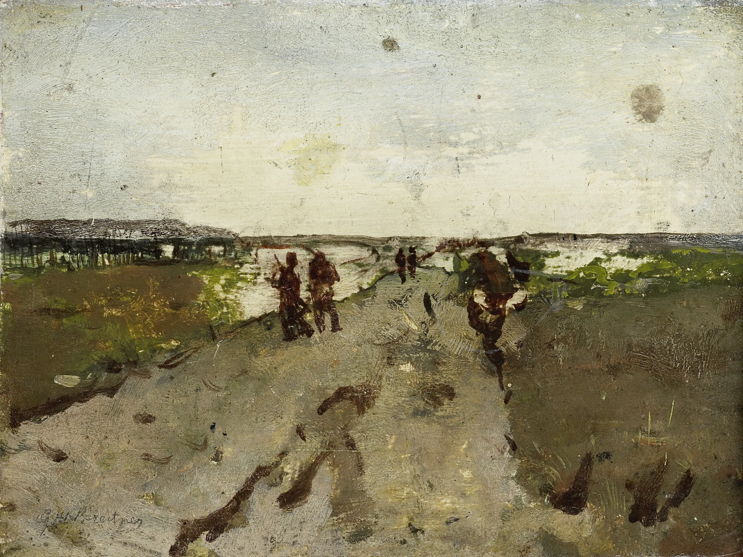 Landscape near Waalsdorp, with Soldiers on Maneuver, detail