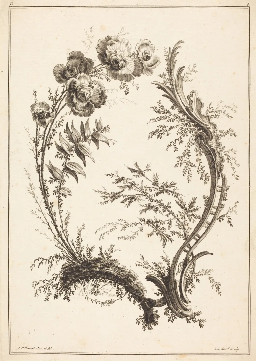 Ornament with Flowers, by Jean-Jacques Avril I, ink, 1788