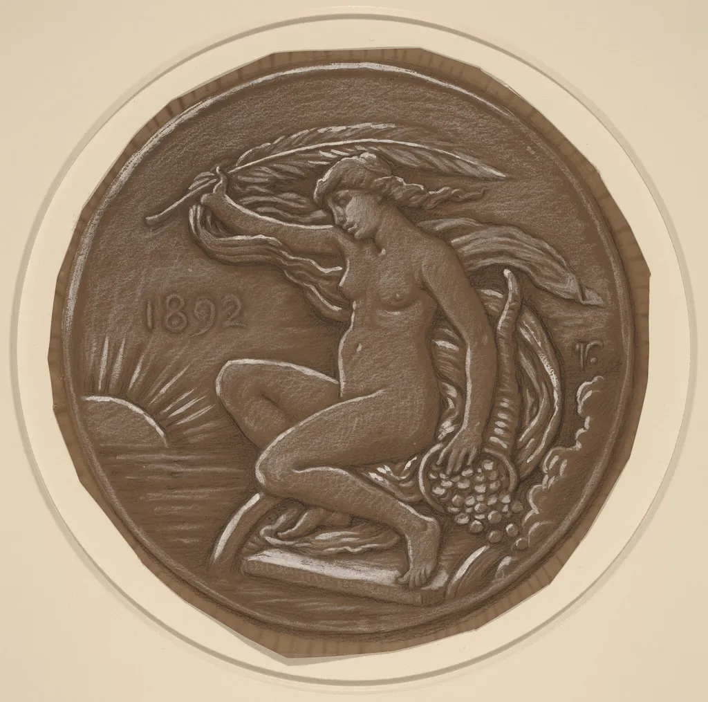 Drawing for Star of Fortune, by Elihu Vedder, chalk, 1892