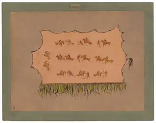 Facsimile of Chief Four Men's Robe - Mandan, by George Catlin, oil, 1865