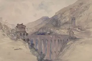 Aqueduct, Spoleto, by John Harper, watercolor, 1842