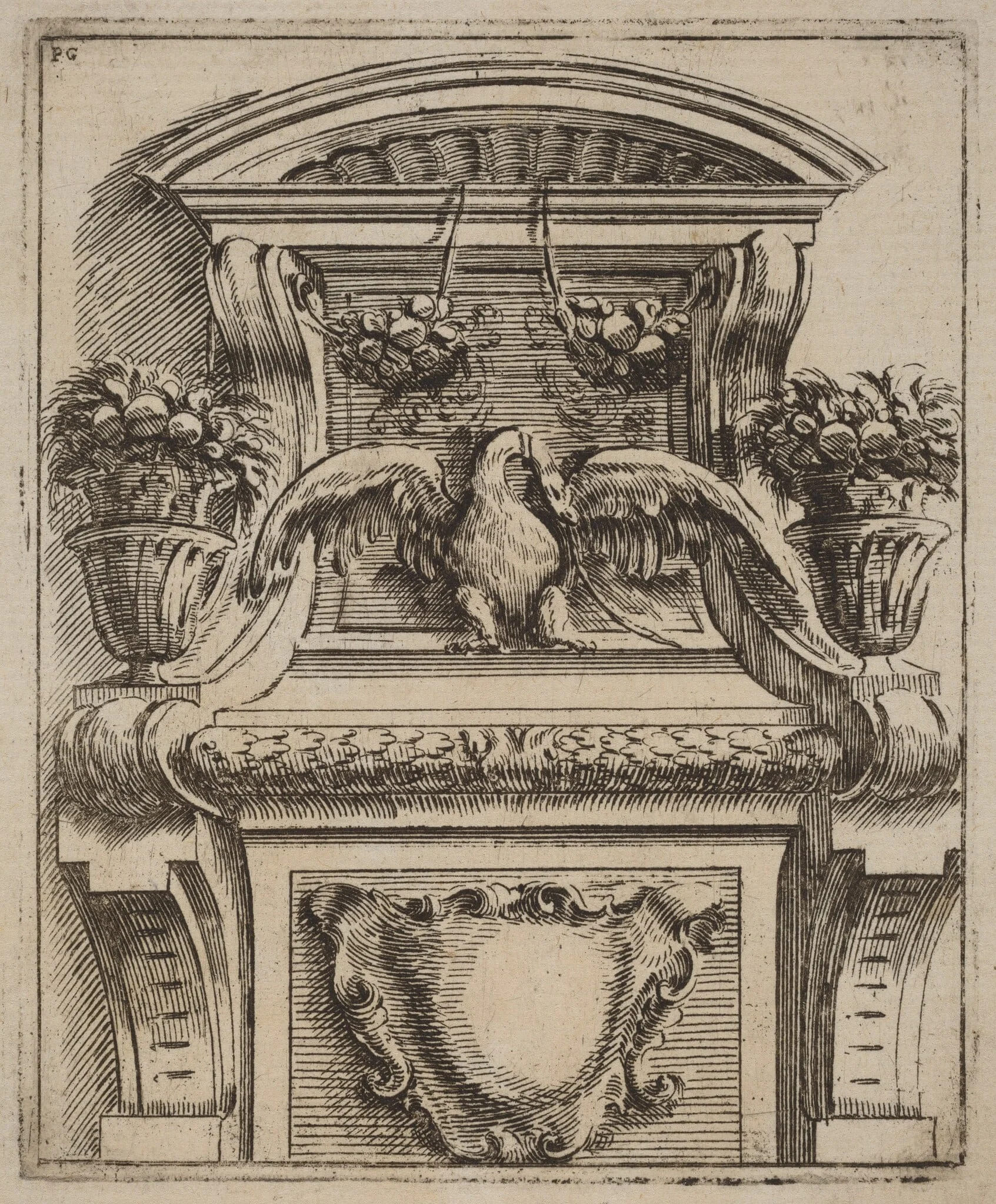 Architectural Motif with a Bird, detail