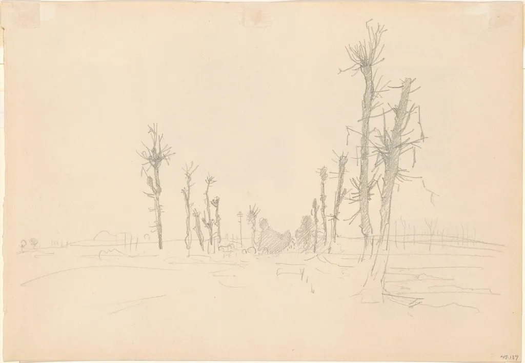 Devastated Landscape [verso], by John Singer Sargent, graphite, 1918