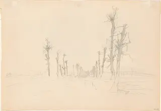Devastated Landscape [verso], by John Singer Sargent, graphite, 1918