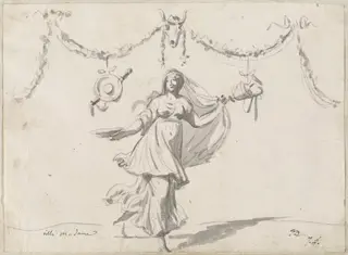 Ornament with a Woman in Ancient Dress, by Jacques-Louis David, graphite, 1778