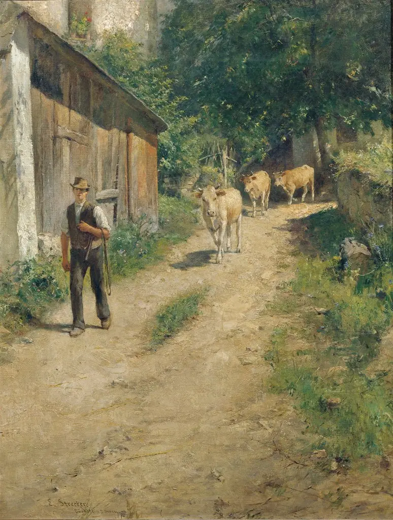 Der Halter kommt, by Emil Strecker, oil, 1891