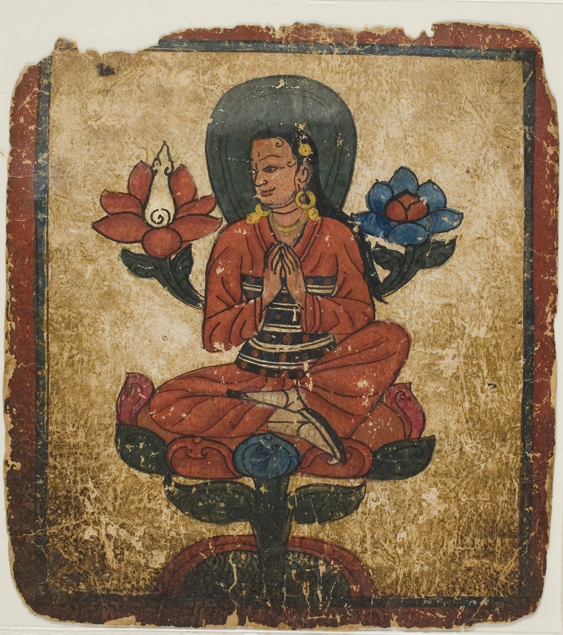Figure Seated on Lotus, from a Set of Initiation Cards (Tsakali), detail