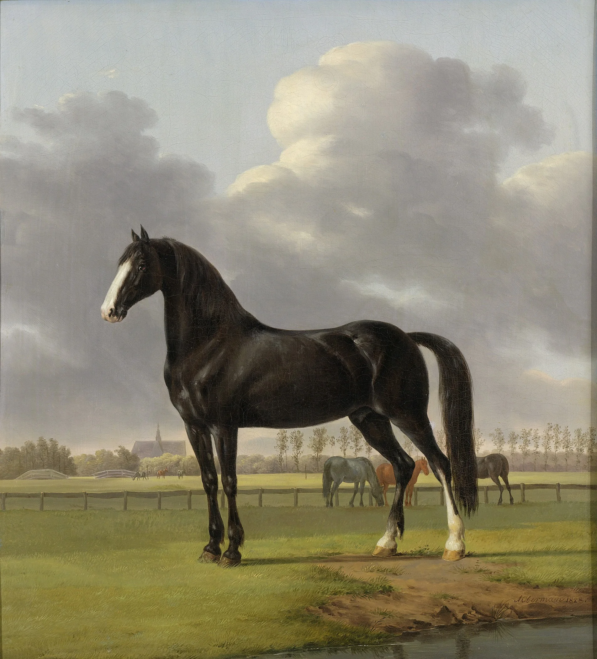 Adriaan van der Hoop’s Trotter ‘De Vlugge’ (The Fast One) in a Meadow, detail