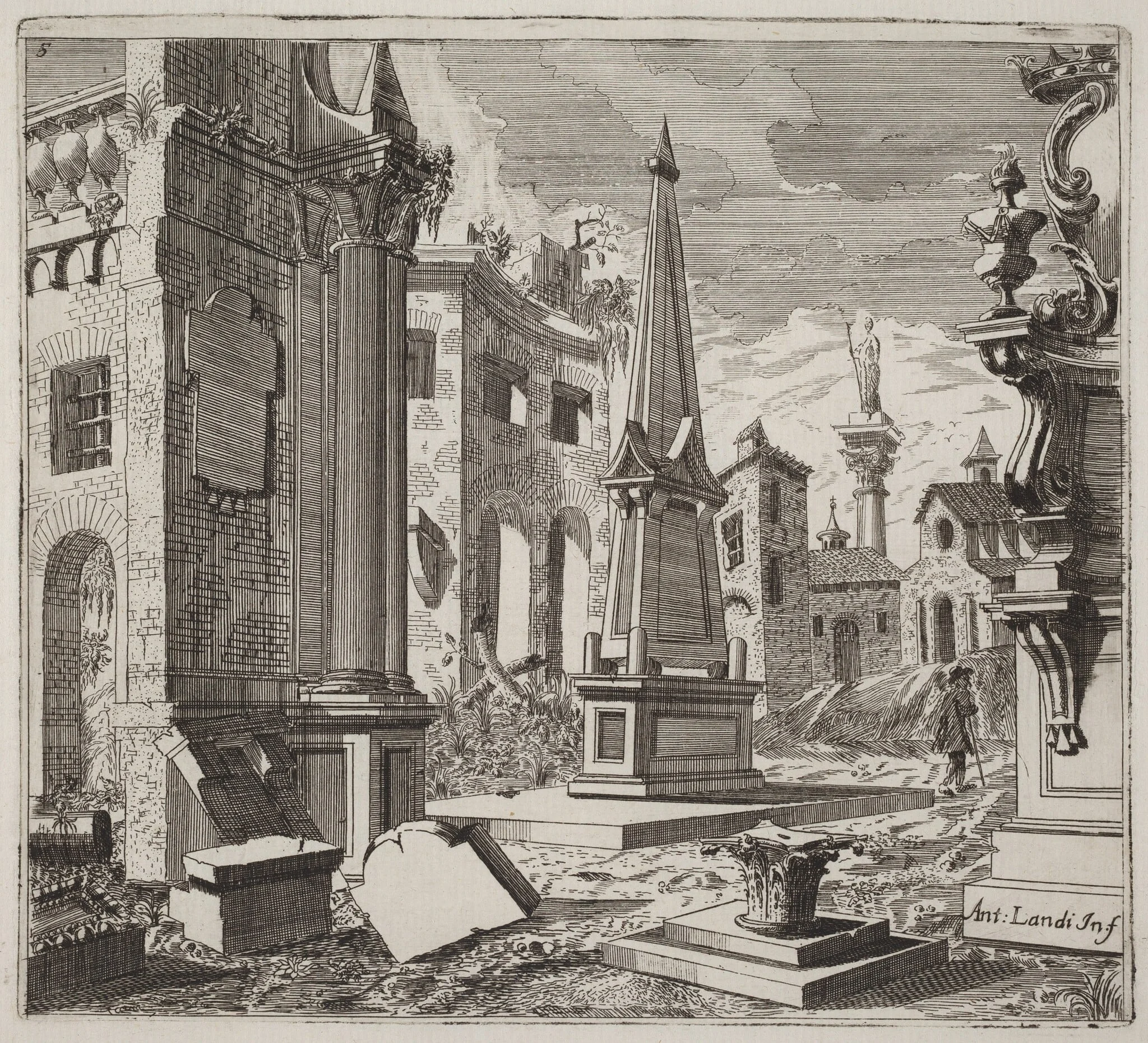 Fantastic Townscape with Ruins, detail