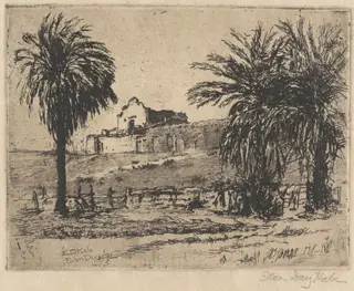 Mission San Diego, by Ellen Day Hale, ink, 1892