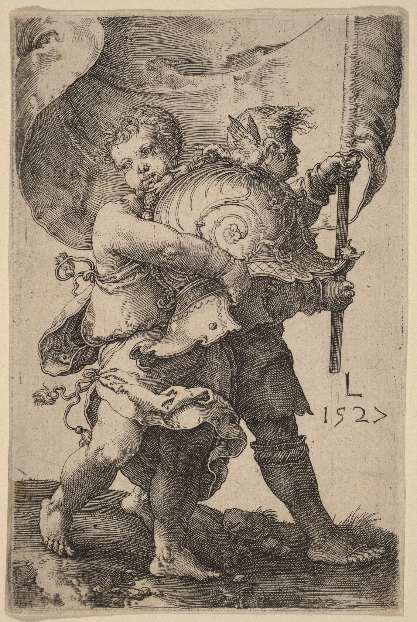 Two Boys with a Helmet and a Standard, detail
