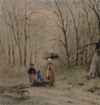 Woodland Scene, by Johannes Franciscus Hoppenbrouwers, watercolor, 1836