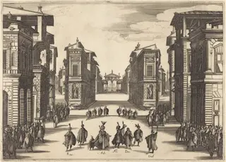 Il Solimano, Act IV, by Jacques Callot, ink, 1620