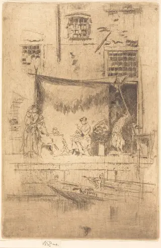 Fruit-Stall, by James McNeill Whistler, ink, 1880
