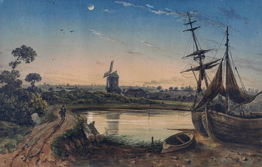 Near Rye, Sussex: Evening, by George Shepherd, watercolor, 1817