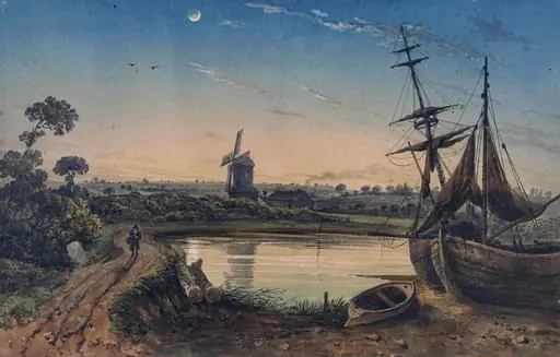 Near Rye, Sussex: Evening, by George Shepherd, watercolor, 1817