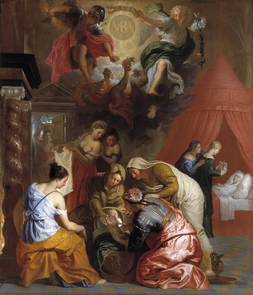 The Birth of the Virgin, by Erasmus Quellinus II, oil, 1650