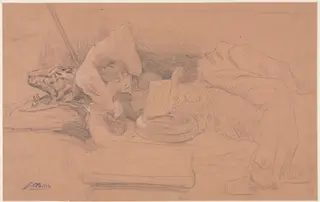 Sarah Bernhardt Reclining on a Divan, Reading, by Georges Clairin, 1888