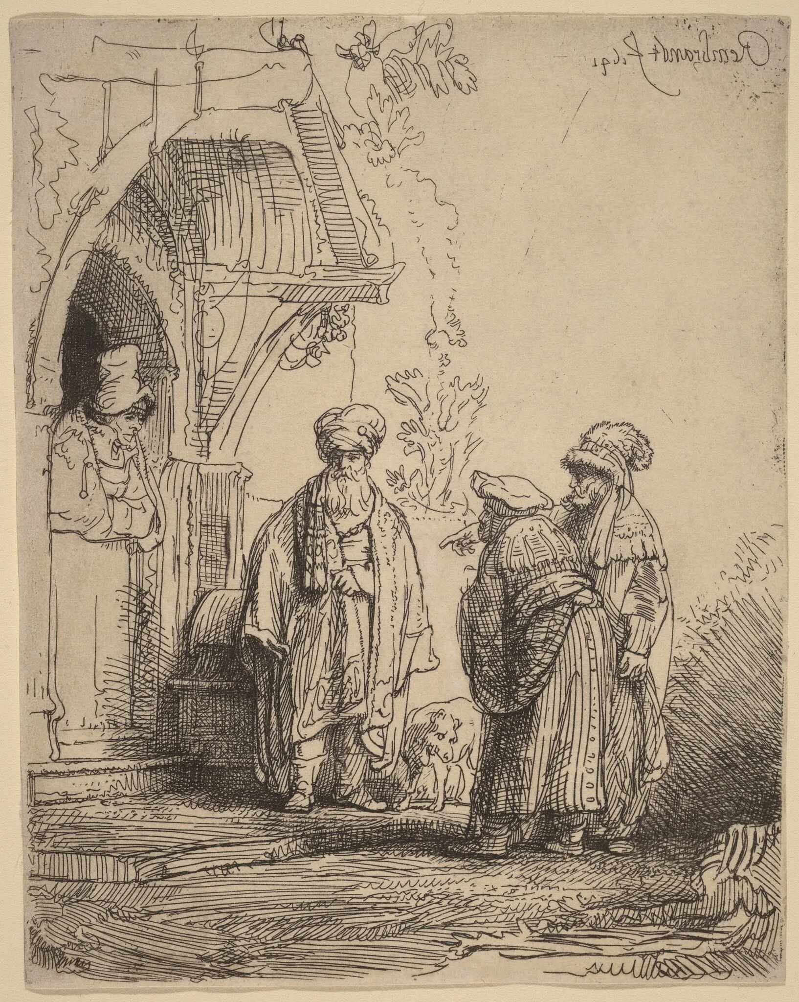 Three Oriental Figures (Jacob and Laban?), detail