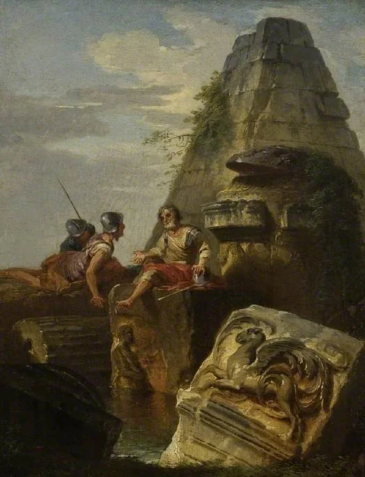 Ruins with figures, detail