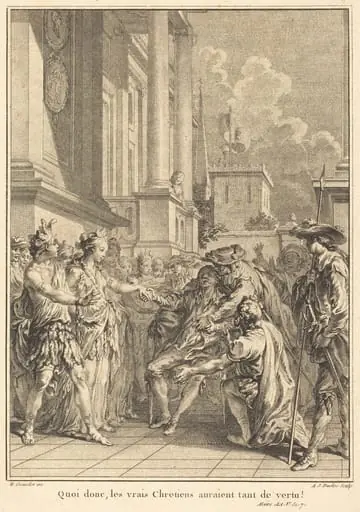 Quoi donc, les vrais Chretiens auraient tant de vertu!, by Antoine-Jean Duclos, ink, 1768