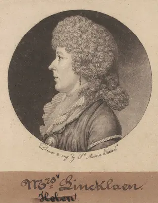 Helen Ledyard Lincklaen, by Charles B. J. Févret de Saint-Mémin, ink, 1798