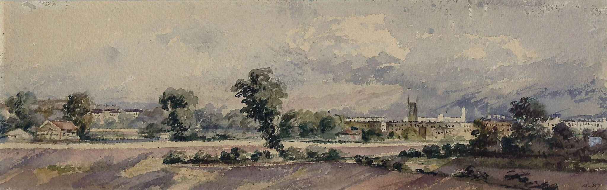 View from Gore Lane, Kensington, showing St. Luke's Church, Chelsea, detail