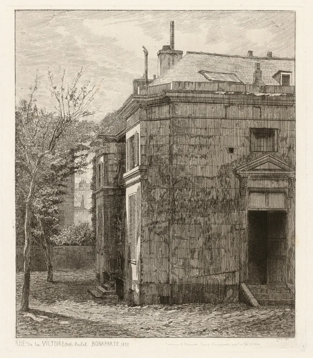 Rue de la Victoire (70). Hôtel Bonaparte, by Adolphe Théodore Jules Martial Potémont, ink, 1857