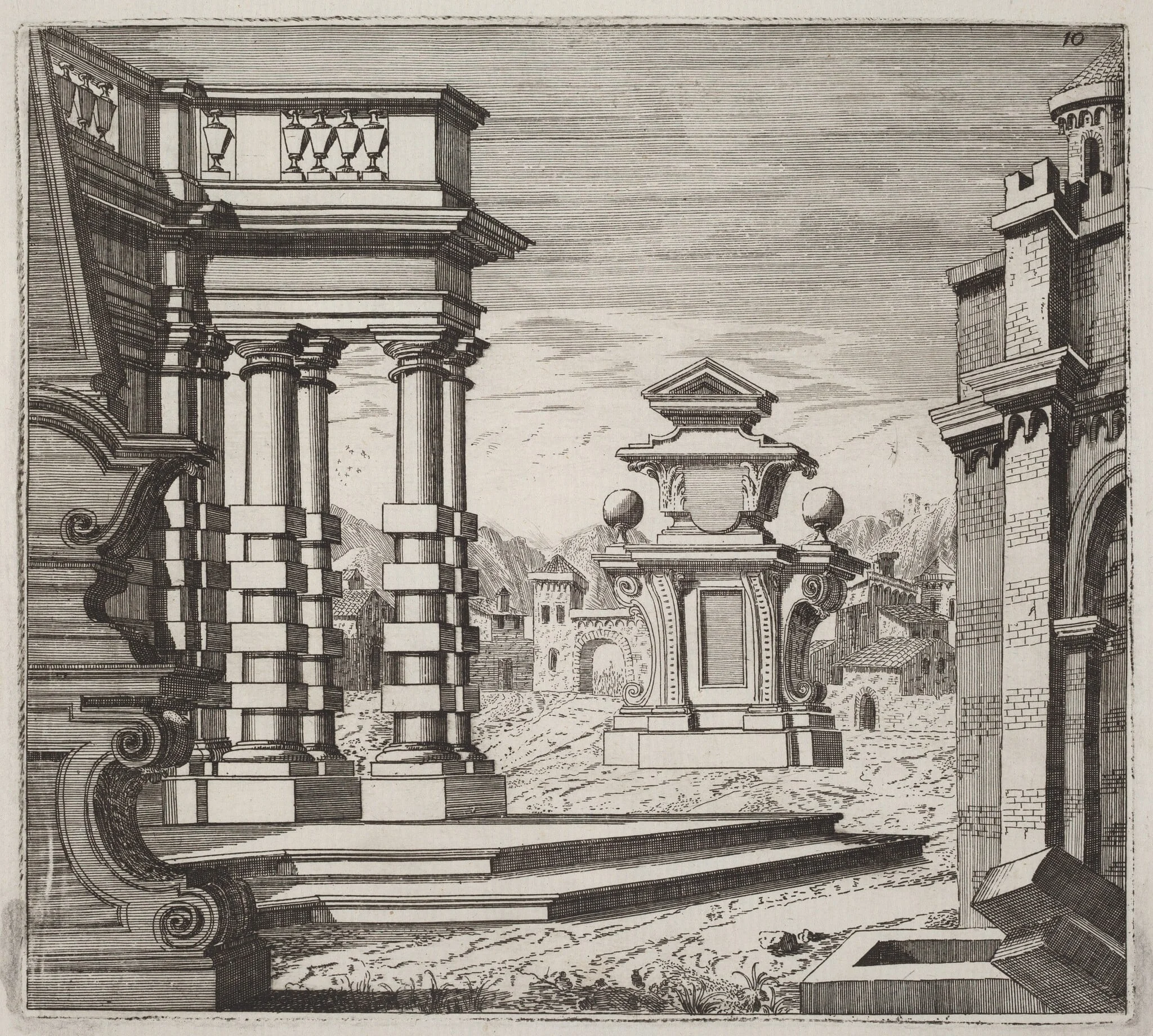 Architectural Fantasy with Portals and Monuments, detail